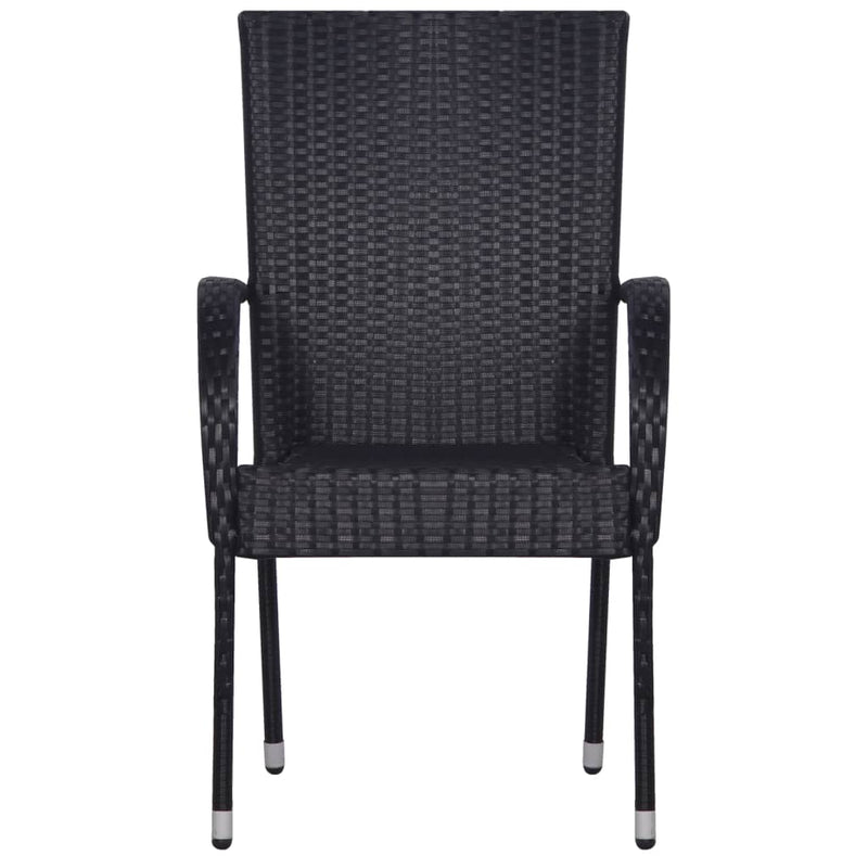 Stackable Outdoor Chairs 4 pcs Poly Rattan Black