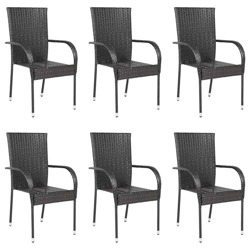 Stackable Outdoor Chairs 6 pcs Poly Rattan Brown