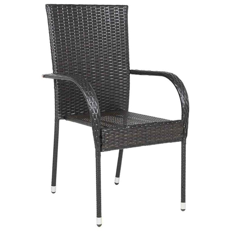 Stackable Outdoor Chairs 6 pcs Poly Rattan Brown