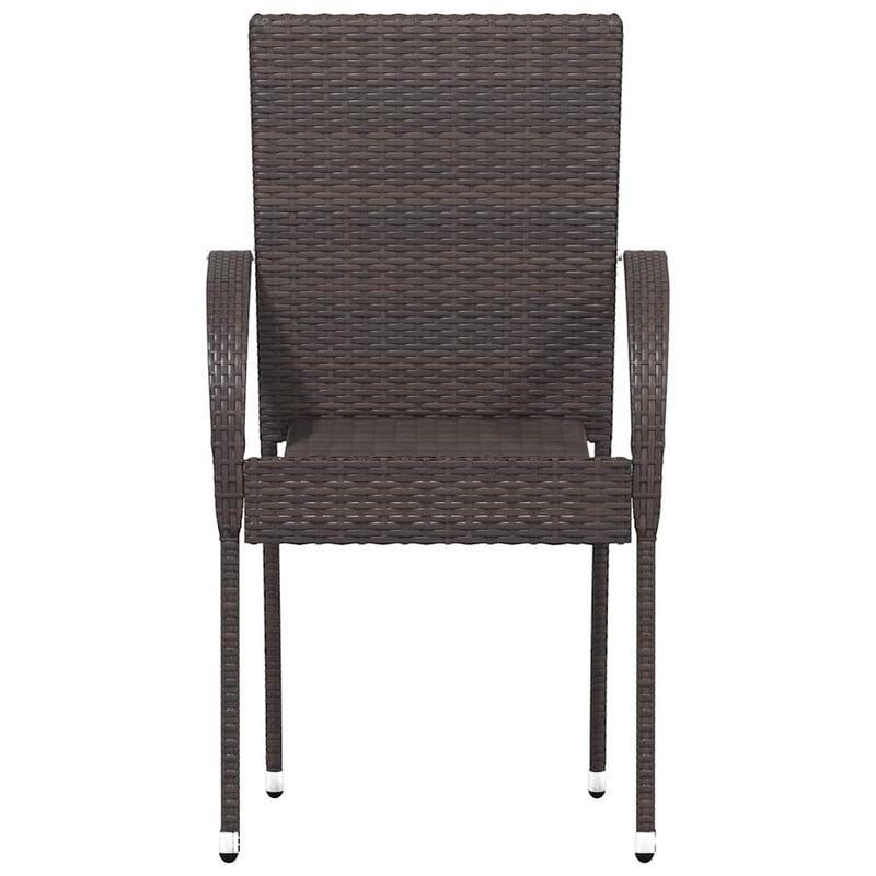 Stackable Outdoor Chairs 6 pcs Poly Rattan Brown
