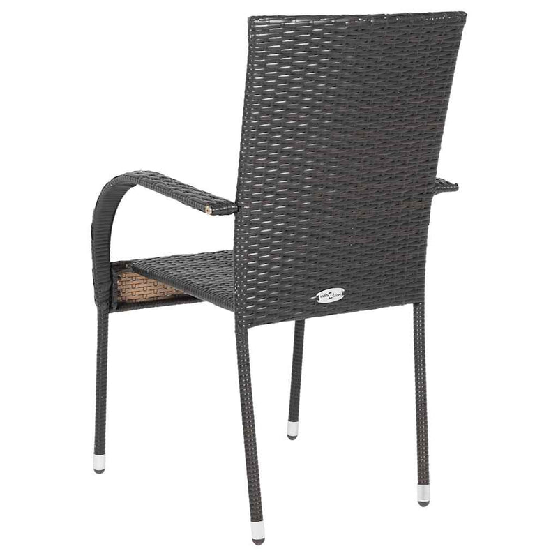 Stackable Outdoor Chairs 6 pcs Poly Rattan Brown