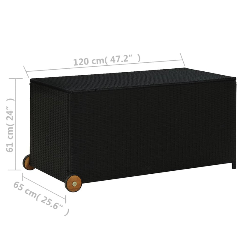 Garden Storage Box Black 120x65x61 cm Poly Rattan