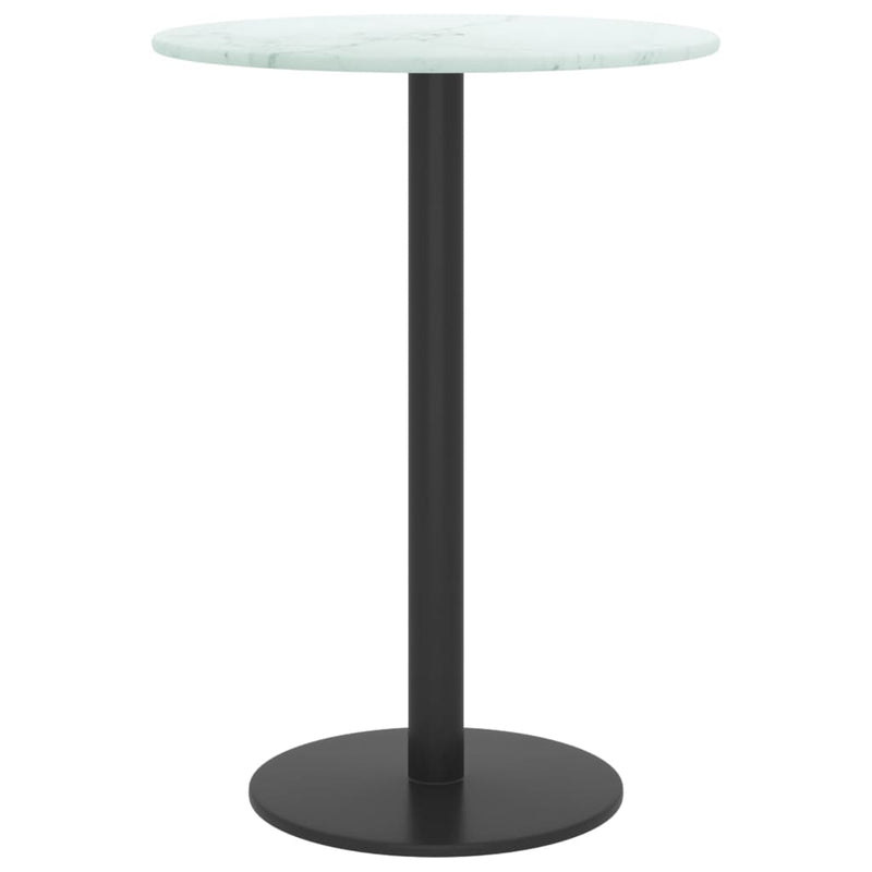 Table Top White Ø30x0.8 cm Tempered Glass with Marble Design