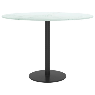 Table Top White Ø60x0.8 cm Tempered Glass with Marble Design