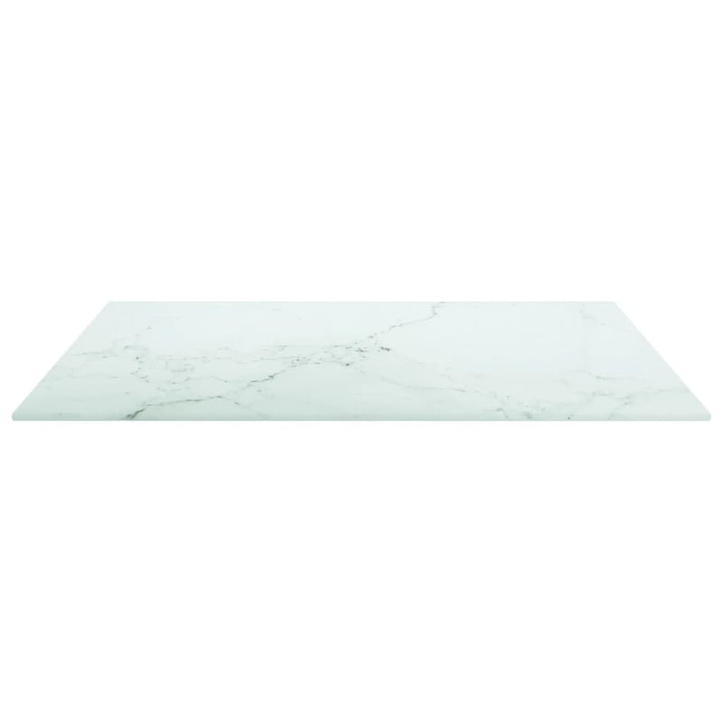 Table Top White 60x60 cm 6 mm Tempered Glass with Marble Design