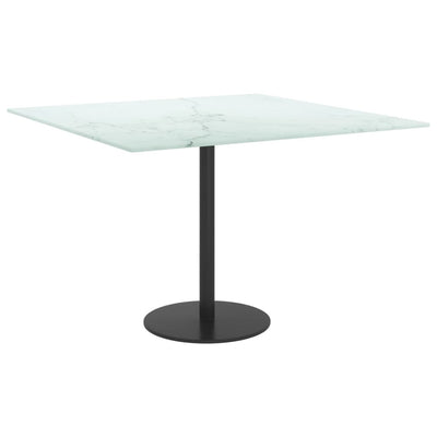 Table Top White 60x60 cm 6 mm Tempered Glass with Marble Design