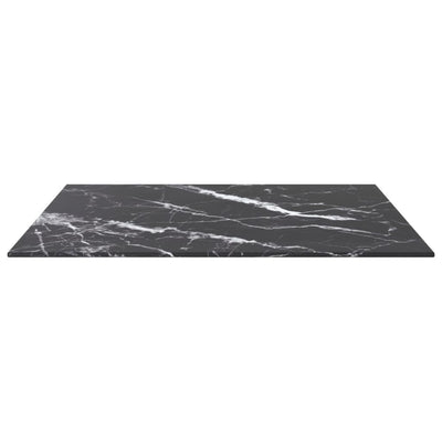 Table Top Black 60x60 cm 6 mm Tempered Glass with Marble Design