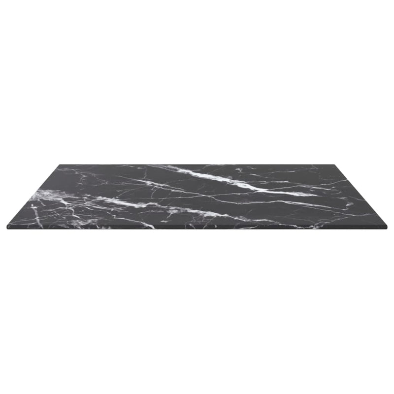 Table Top Black 60x60 cm 6 mm Tempered Glass with Marble Design