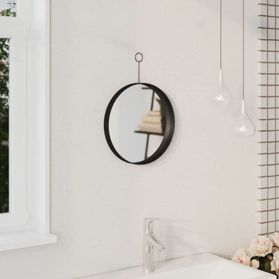 Hanging Mirror with Hook Black 30 cm