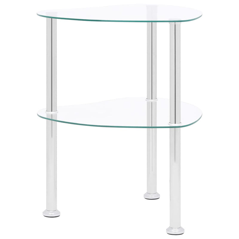 2-Tier Side Table Transparent 38x38x50 cm Tempered Glass