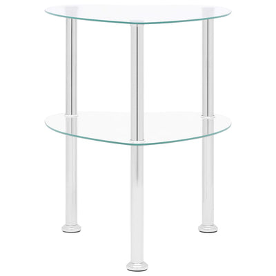 2-Tier Side Table Transparent 38x38x50 cm Tempered Glass