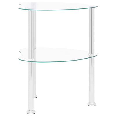 2-Tier Side Table Transparent 38x38x50 cm Tempered Glass