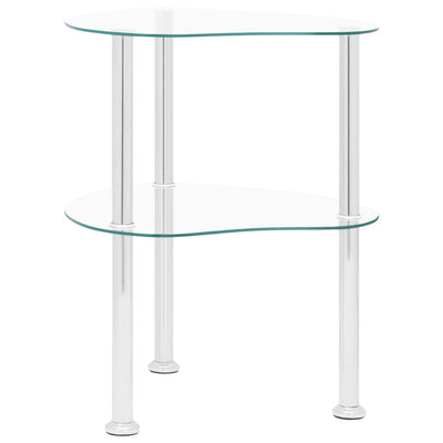 2-Tier Side Table Transparent 38x38x50 cm Tempered Glass