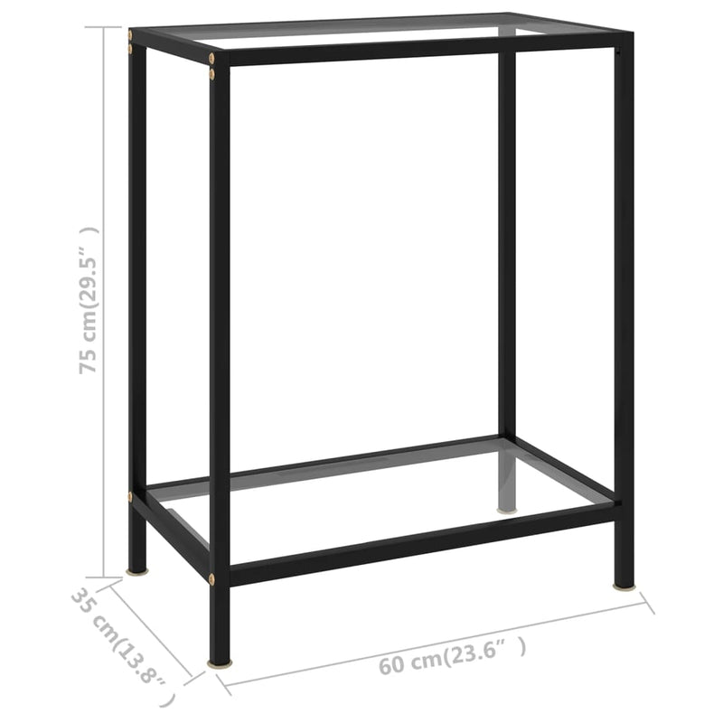 Console Table Transparent 60x35x75 cm Tempered Glass