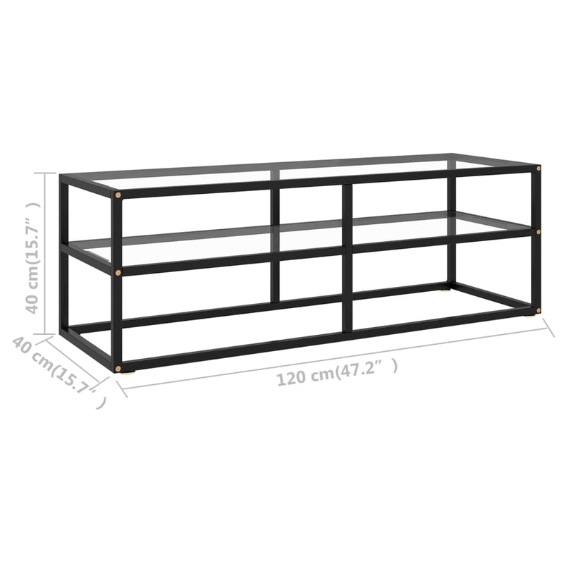 TV Cabinet Black with Tempered Glass 120x40x40 cm