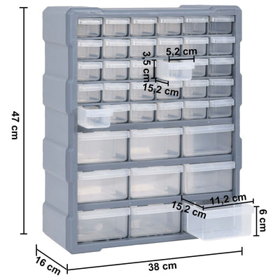 Multi-drawer Organiser with 39 Drawers 38x16x47 cm