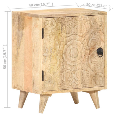 Carved Bedside Cabinet 40x30x50 cm Solid Mango Wood