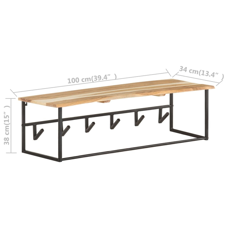 Peg with Live Edge 100x34x38 cm Solid Acacia Wood