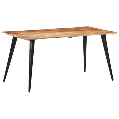 Dining Table with Live Edges 160x80x75 cm Solid Acacia Wood