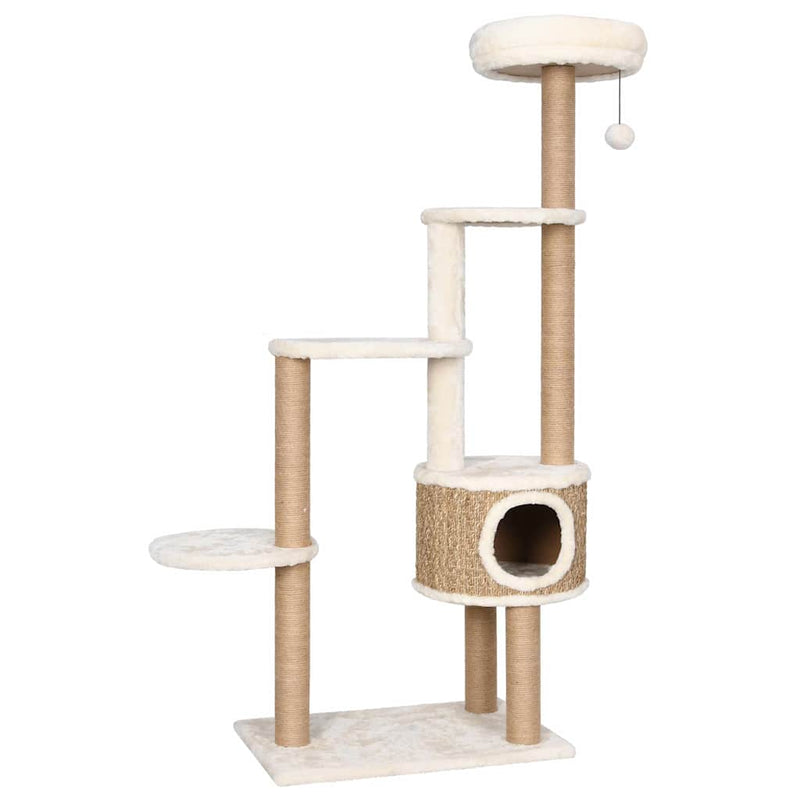 Cat Tree with Luxury Cushion and Scratching Post 148cm Seagrass