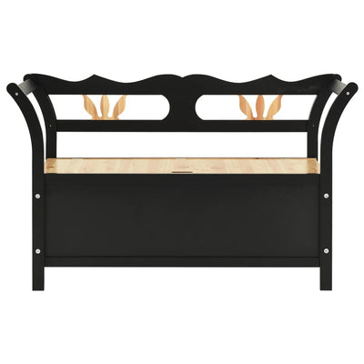 Storage Bench 126 cm Black Solid Fir Wood