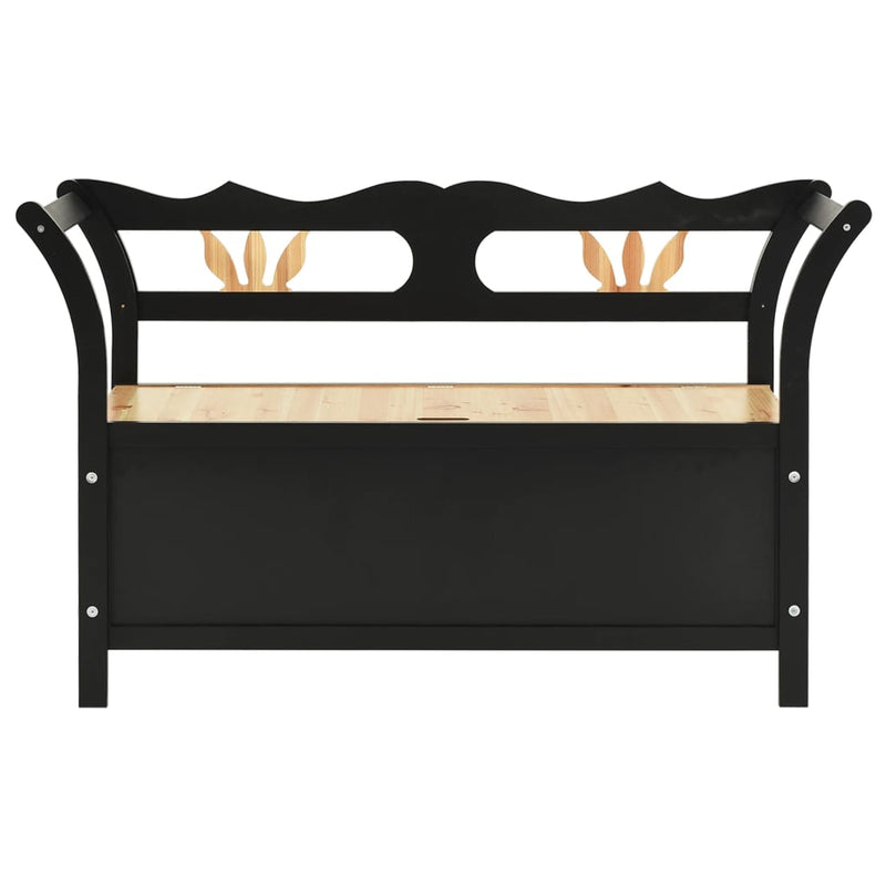 Storage Bench 126 cm Black Solid Fir Wood