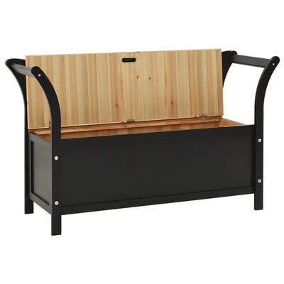 Storage Bench 126 cm Black Solid Fir Wood