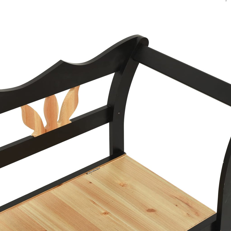 Storage Bench 126 cm Black Solid Fir Wood