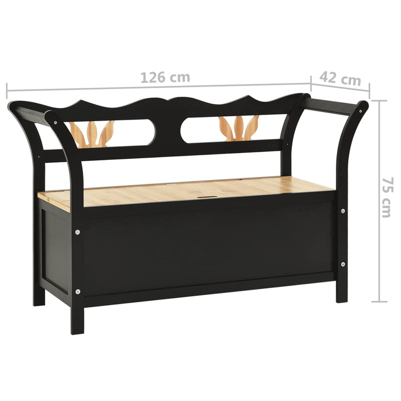 Storage Bench 126 cm Black Solid Fir Wood