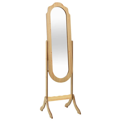 Free Standing Mirror Light Wood 46x48x164 cm