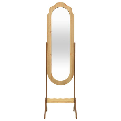 Free Standing Mirror Light Wood 46x48x164 cm