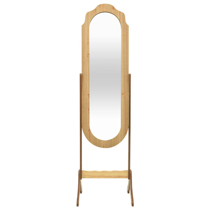 Free Standing Mirror Light Wood 46x48x164 cm