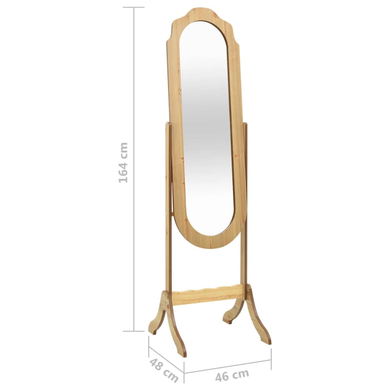 Free Standing Mirror Light Wood 46x48x164 cm