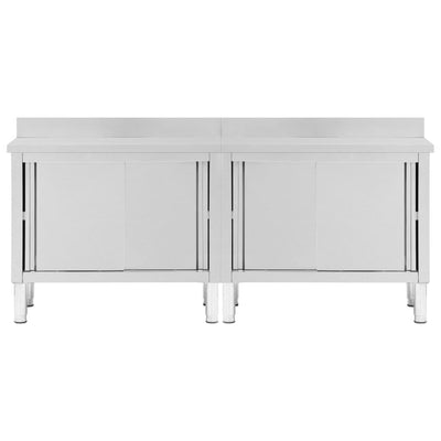 Work Tables with Sliding Doors 2pcs 200x50x(95-97)cm Stainless Steel