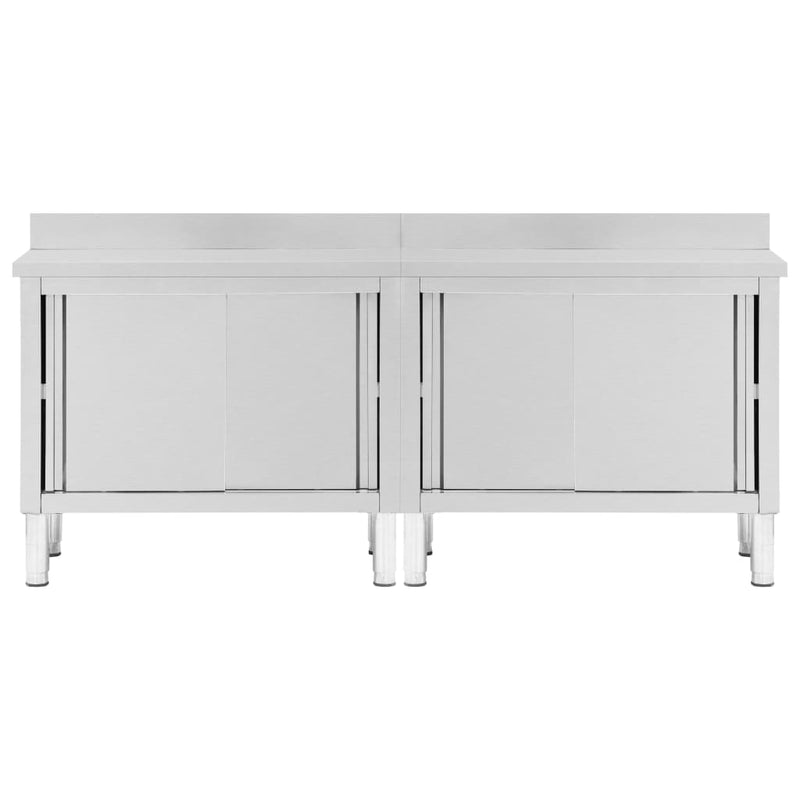 Work Tables with Sliding Doors 2pcs 200x50x(95-97)cm Stainless Steel