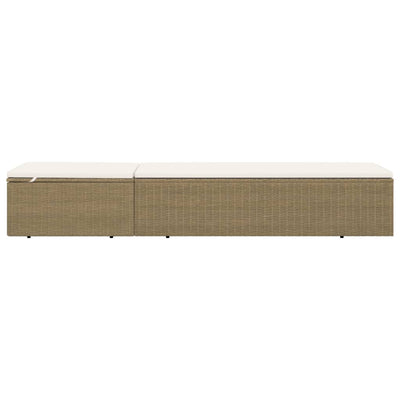 Sunlounger Poly Rattan Brown and Cream White