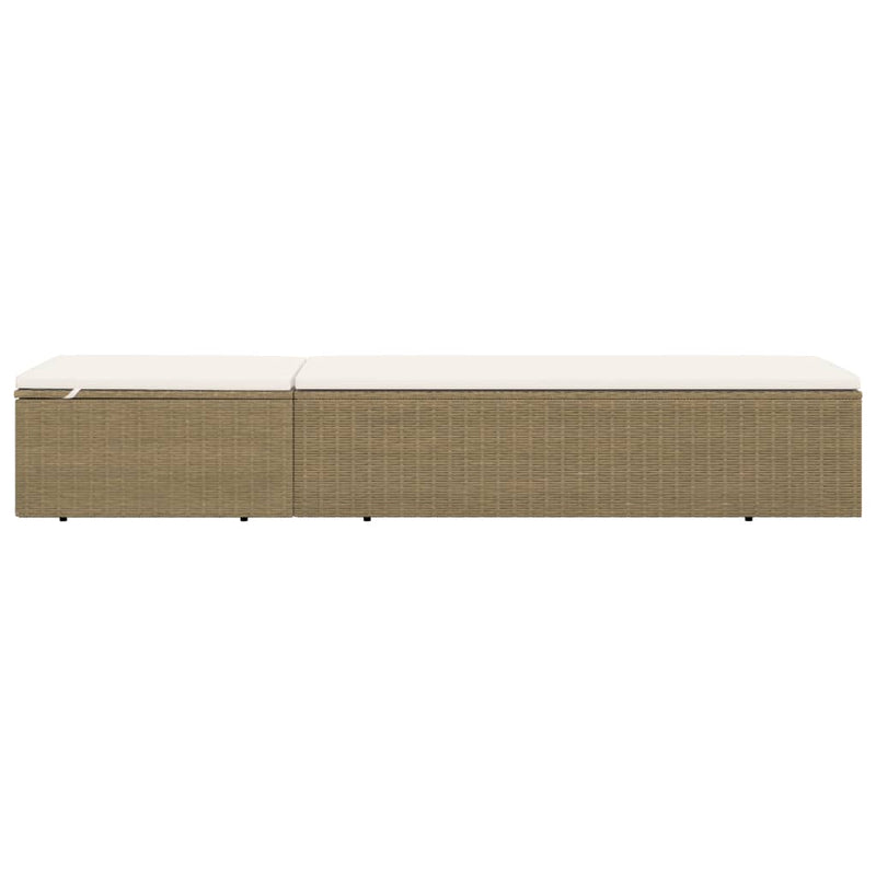 Sunlounger Poly Rattan Brown and Cream White