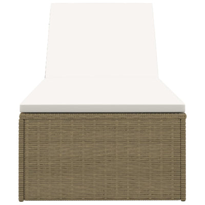 Sunlounger Poly Rattan Brown and Cream White