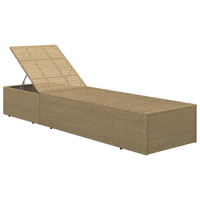 Sunlounger Poly Rattan Brown and Cream White