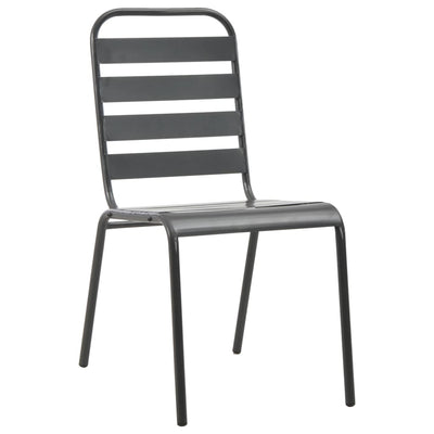 Outdoor Chairs 4 pcs Slatted Design Steel Dark Grey