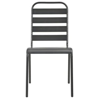 Outdoor Chairs 4 pcs Slatted Design Steel Dark Grey