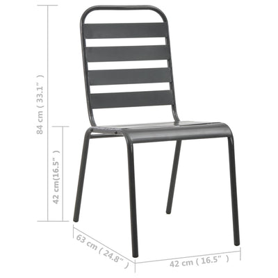 Outdoor Chairs 4 pcs Slatted Design Steel Dark Grey