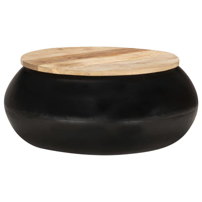 Coffee Table Black 68x68x30 cm Solid Mango Wood