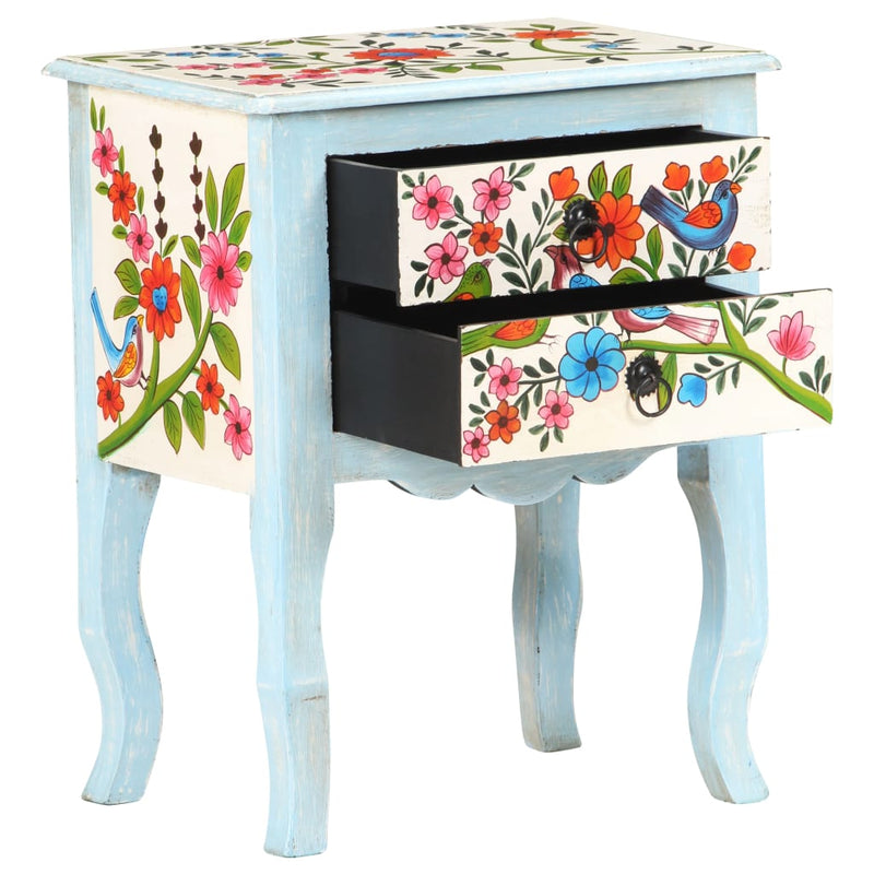 Hand Painted Bedside Cabinet 40x30x50 cm Solid Mango Wood