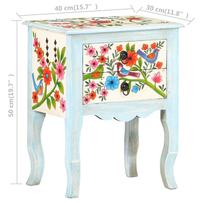 Hand Painted Bedside Cabinet 40x30x50 cm Solid Mango Wood