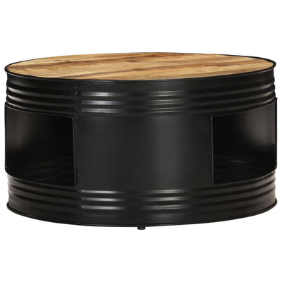 Coffee Table Black 68x68x36 cm Solid Rough Mango Wood