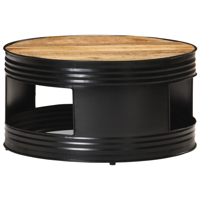 Coffee Table Black 68x68x36 cm Solid Rough Mango Wood