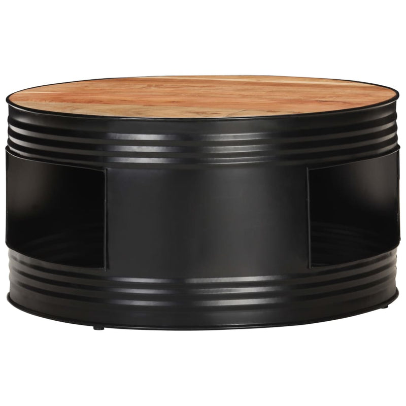 Coffee Table Black 68x68x36 cm Solid Acacia Wood