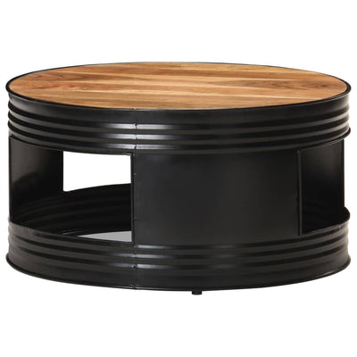 Coffee Table Black 68x68x36 cm Solid Acacia Wood