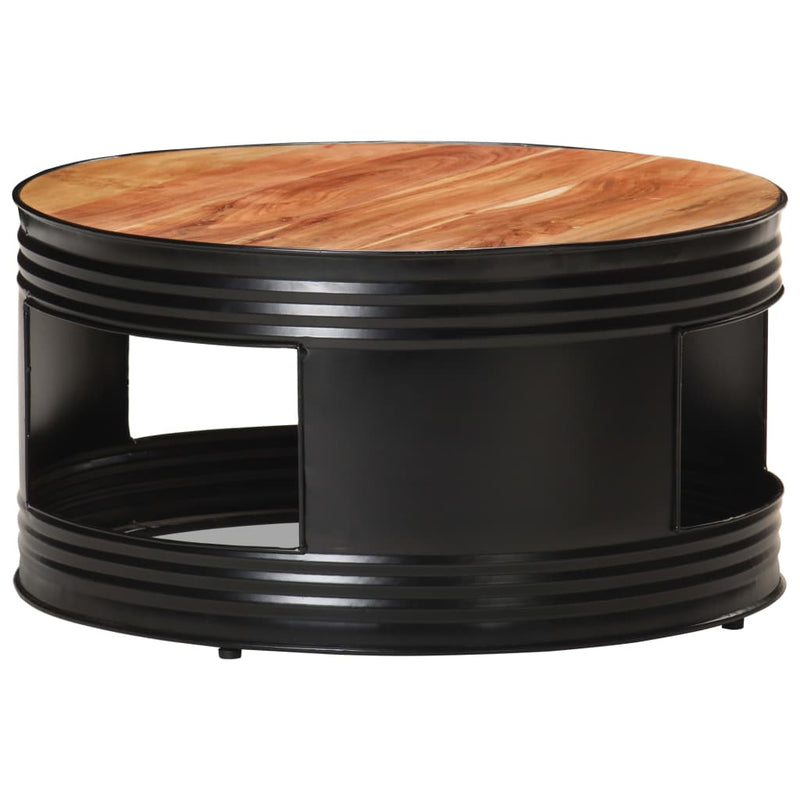 Coffee Table Black 68x68x36 cm Solid Acacia Wood